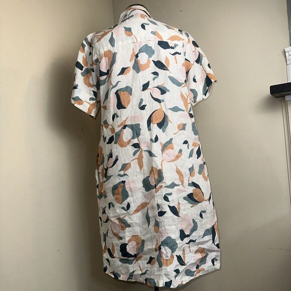 Rachel Zoe 100% Linen Floral Button Up Shirt Dress Pockets Lightweight Sz Small - Picture 6 of 8